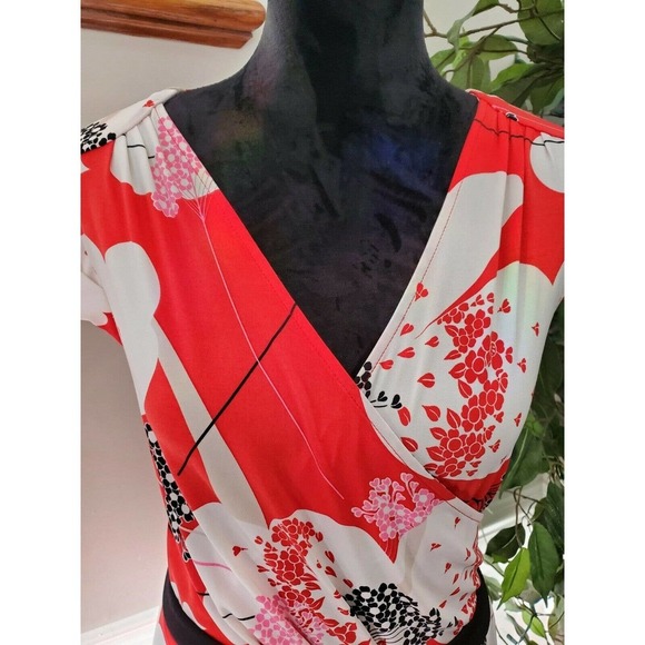 NewYork Co. Women Multicolor Polyester V-Neck Short Sleeve Knee Length Dress XL - Picture 5 of 13